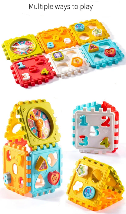 1PCS kids Puzzle Building Block Toy Shape Matching Hexahedron with Number Graphic Cognitive Block for Baby gift