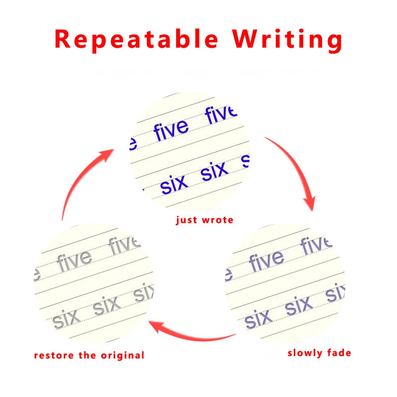 4pcs Magic Groove Practice Copybook Pen Preschools English Verison Kids Calligraphy Children Reusable Writing Book Free Wiping