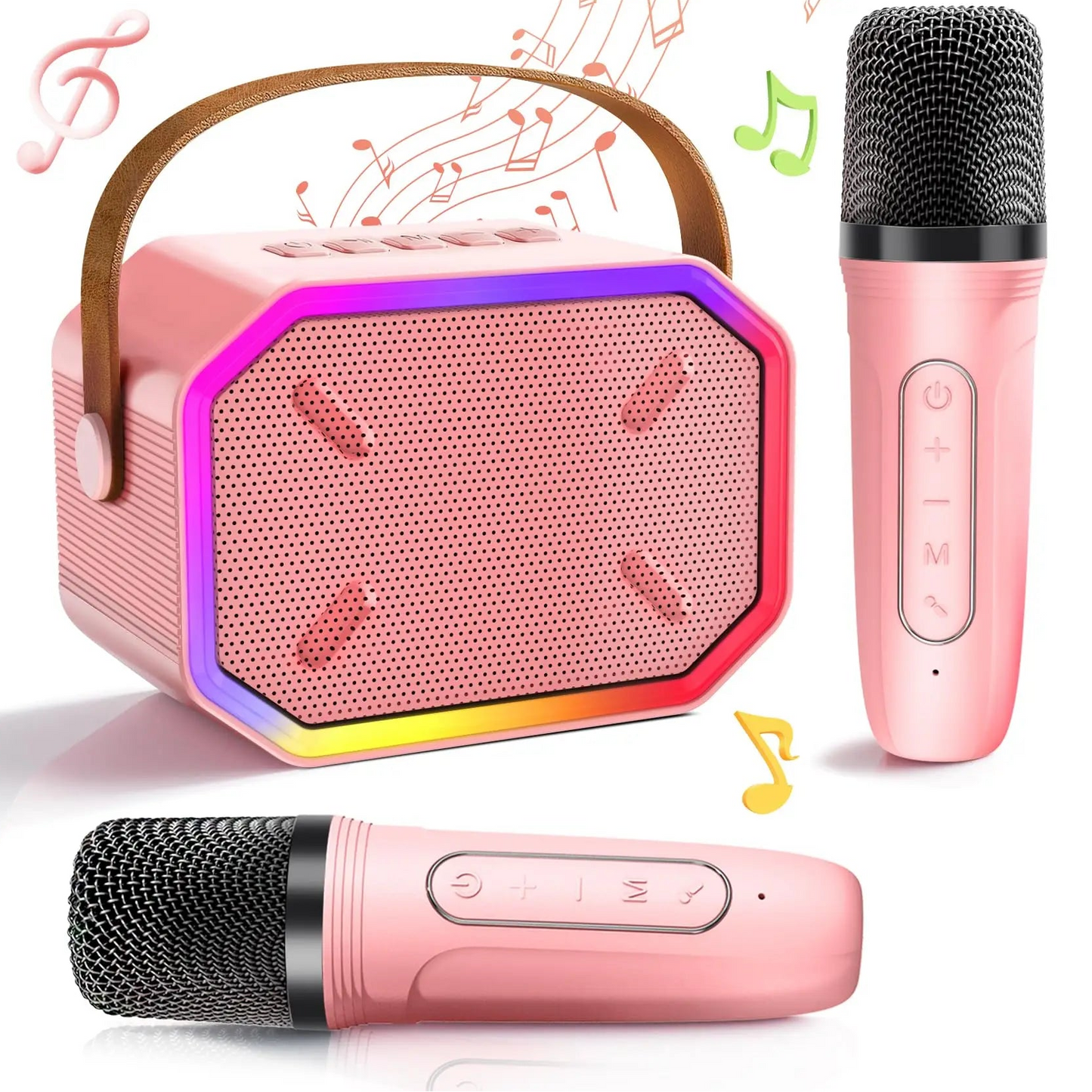 Mini Karaoke Machine for Kids Portable Karaoke Machine Bluetooth Wireless Microphones LDE Light Toys Gifts for Girls Boys