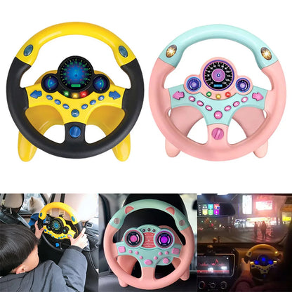 Electric Simulated Driving Steering Three-Dimensional Portable Wheel Copilot Toy Light And Sound Educational Children's Gifts