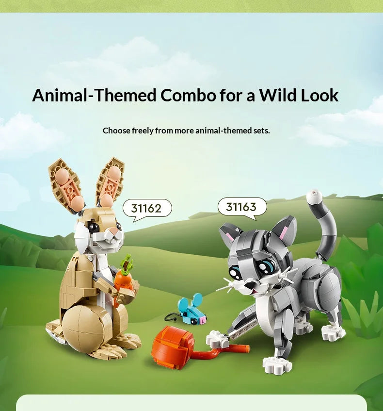 LEGO 3-in-1 Building Blocks 31162 Cute Rabbit Boys and Girls Children's Toys Birthday Gifts Decorative Ornament