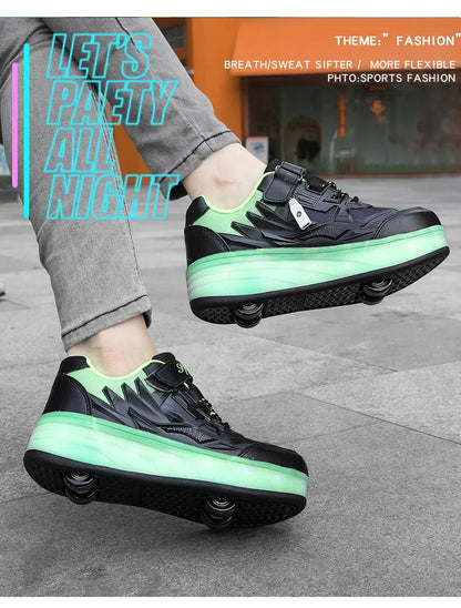 New Kids Roller Skates Boys Girls Inline Skates Four-Wheel Balance Wheels Walking Shoes Spring Outdoor Sports Entertainment