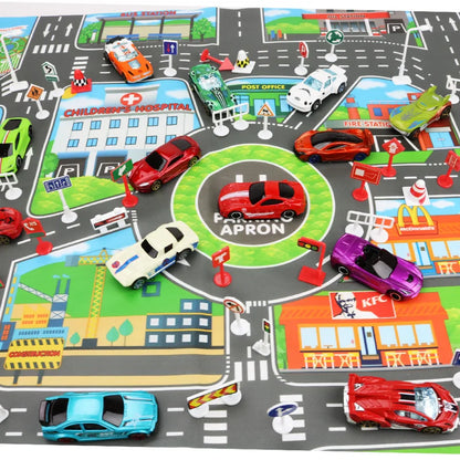 130*100CM Road Map Carpet For Kids Parking Lot Roadmap 83*58CM City Traffic Map of Road Carpet Traffic Signs Baby Play Mat Toys