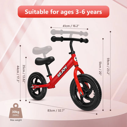 Balance Bike,Lightweight Toddler Bike for 3-6 Year Old Boys,No Pedal Bikes for Kids with Adjustable Handlebar&seat Birthday Gift