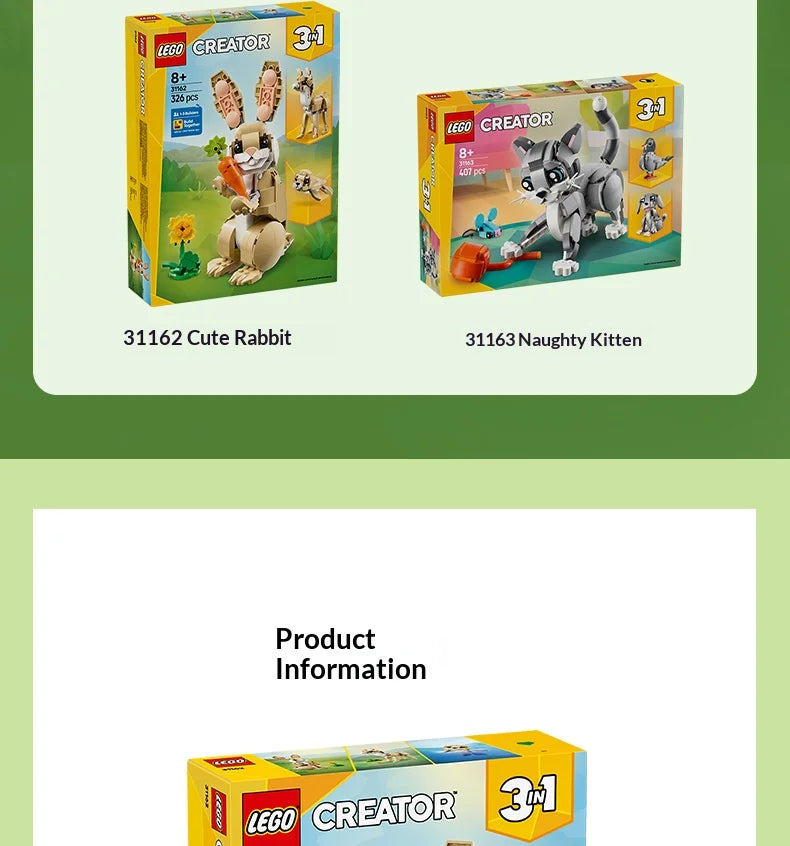 LEGO 3-in-1 Building Blocks 31162 Cute Rabbit Boys and Girls Children's Toys Birthday Gifts Decorative Ornament
