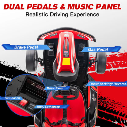 MUKIDY 24V Electric Go Kart,Drift Cart for 6+ Kids Gifts,Battery Powered Outdoor Ride on Toy Car Kids Go Kart with Safety Belt