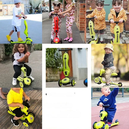 Baby stroller 3 wheels Multifunctional fenced seated scooter suitable for 2-12 years old baby bicycle Lightweight foldable