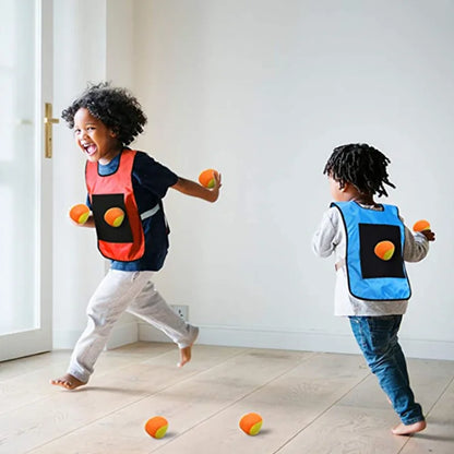 4pcs Children Dodgeball Game Vest Sticky Ball Dart Board Target Sport Game Toy Outdoor Parent-Child Interaction Playground Games