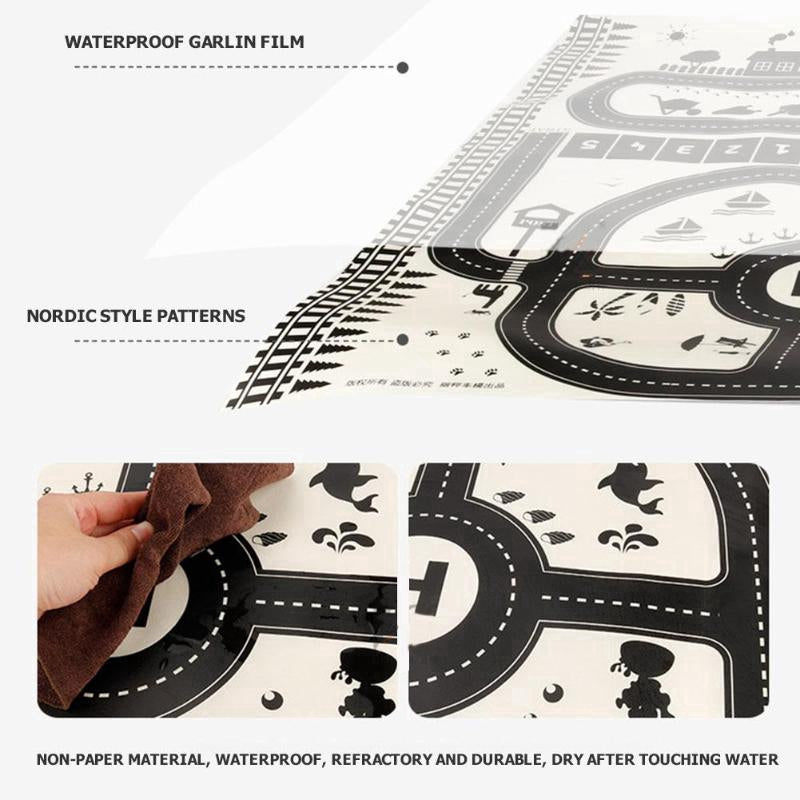 130*100CM Road Map Carpet For Kids Parking Lot Roadmap 83*58CM City Traffic Map of Road Carpet Traffic Signs Baby Play Mat Toys