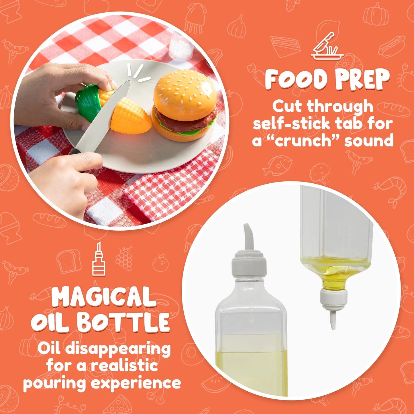 Joyfy 27 Pcs Kids Kitchen Toy Playset BBQ Grill Pretend Play Food Sets, Gift for Toddlers 2 3 4 Years Old Girls Boys