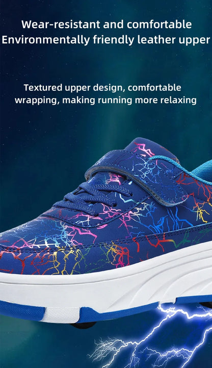 4 Wheel Dual-Use Roller Skates With Detachable Wheels,Sneakers, Boys And Girls Shoes With Wheels,Speed Skate