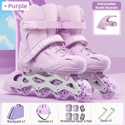 Kids Inline Skates for Beginners Adjustable Roller Blades for Boys Girls Age 6-12 Entry Level Professional Outdoor Skating Shoes