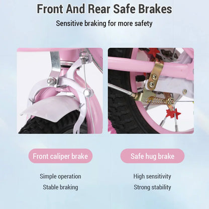 Kids Bike 12-20in Bicycle with Training Wheels Basket Protective Net Fash Wheel Children Bicycle for Girls Ages 3-13 Years