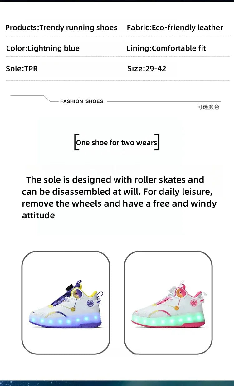 4 Wheel Dual-Use Roller Skates With Detachable Wheels,Sneakers, Boys And Girls Shoes With Wheels,Speed Skate