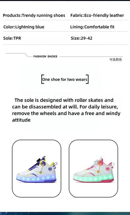 4 Wheel Dual-Use Roller Skates With Detachable Wheels,Sneakers, Boys And Girls Shoes With Wheels,Speed Skate