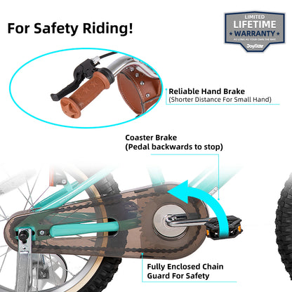 JOYSTAR Cervine 14 18 20 Inch Kids Bike Ages 3-10 Years, graffiti style bike with basket, auxiliary wheels, soft seat, Grey