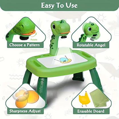 Dinosaur painting projector, puzzle toy drawing board, art and handmade toys for boys and girls, suitable gifts for children