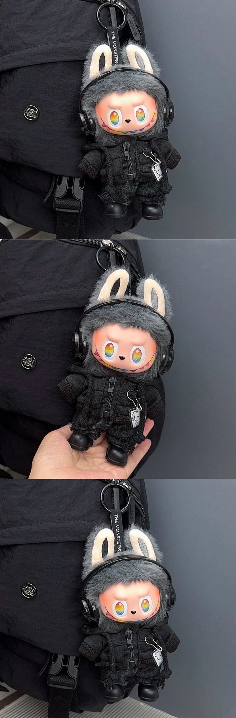 For labubu Big Into Energy Series Casual Hoodie Grey And Black Suit Fashion Sweatshirt Jacket Lovely Outfit Gifts