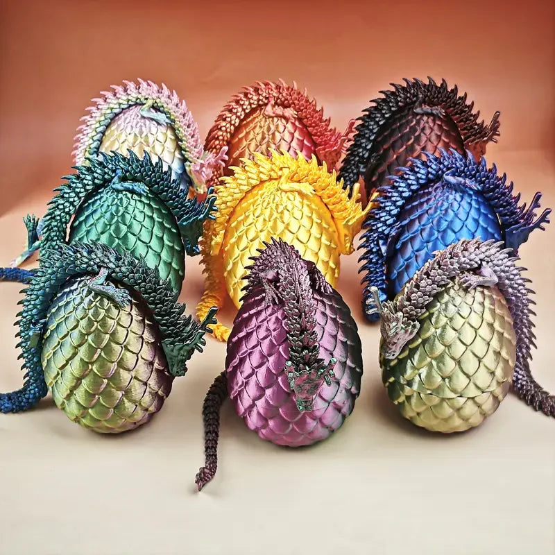 1Set of Articulated 3D Printed Random Dragon With 1pc Dragon Egg- Flexibly Joints for Dynamic Display - Ideal for Home & Office