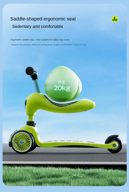 Baby stroller 3 wheels Multifunctional fenced seated scooter suitable for 2-12 years old baby bicycle Lightweight foldable