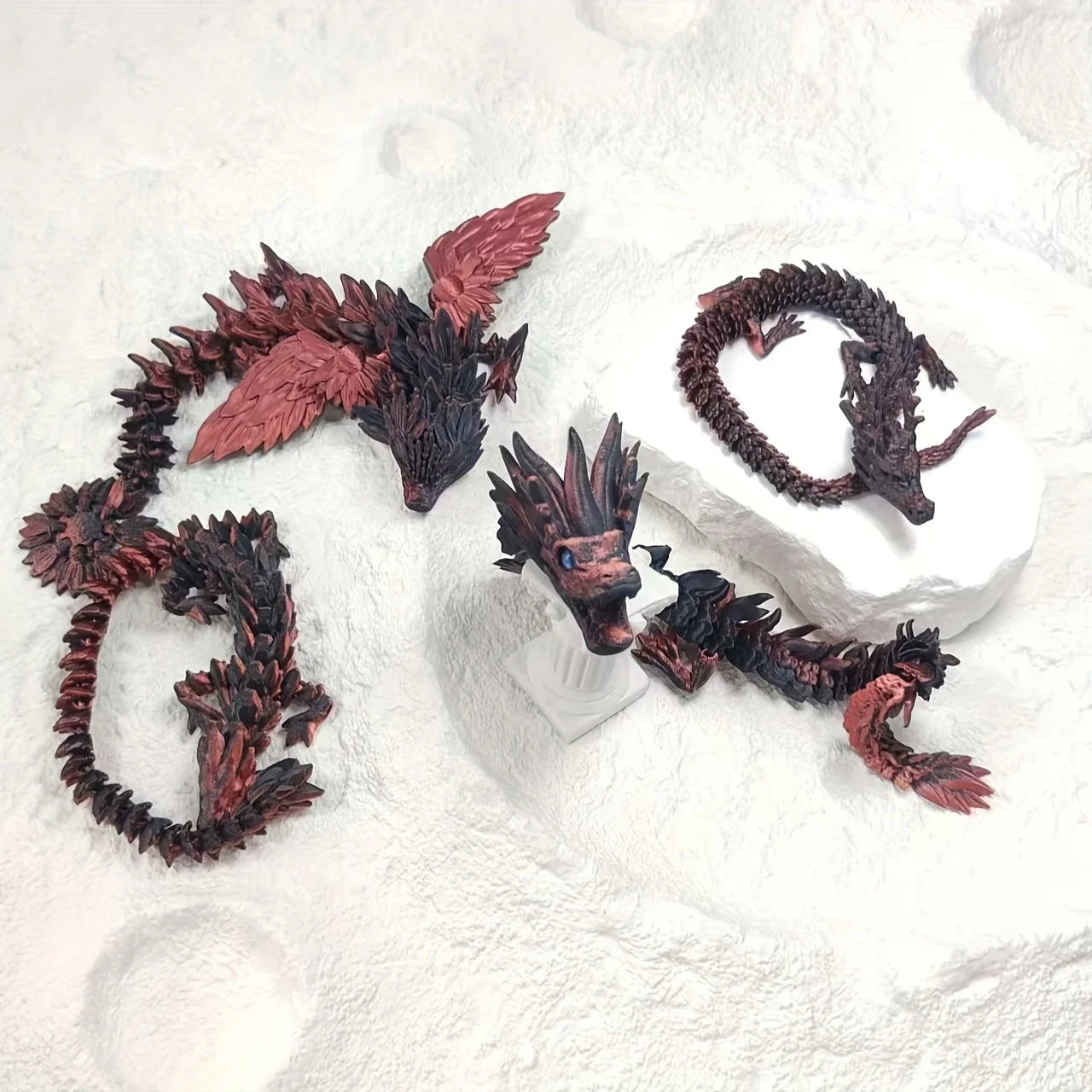 1Set of Articulated 3D Printed Random Dragon With 1pc Dragon Egg- Flexibly Joints for Dynamic Display - Ideal for Home & Office