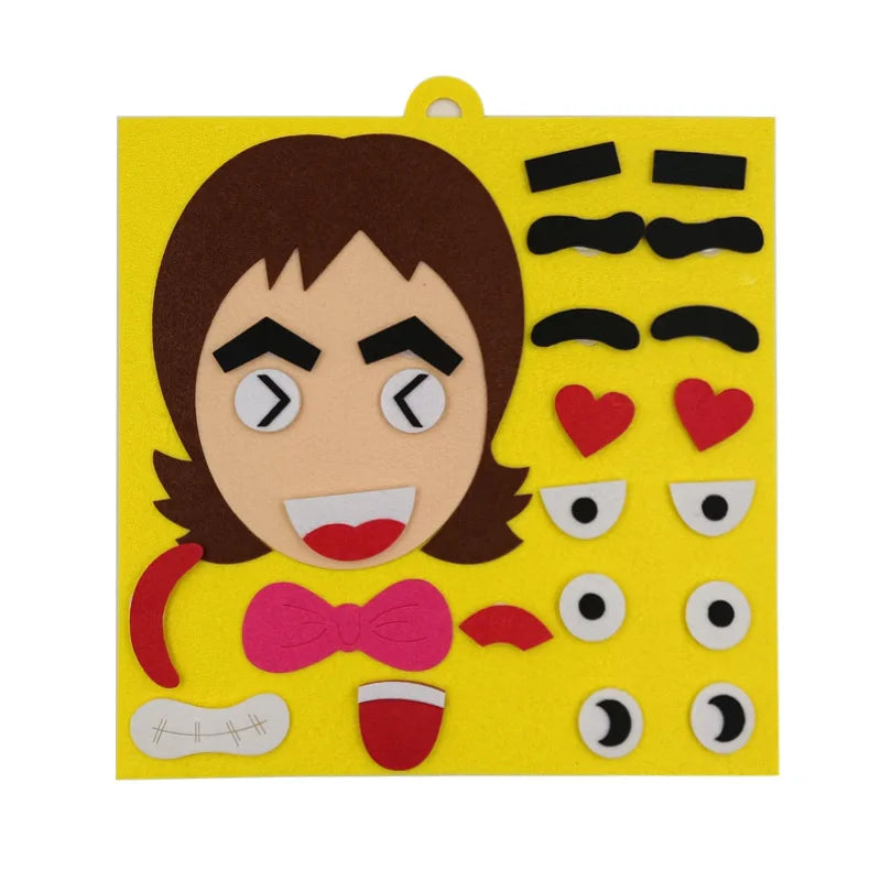 Puzzle Felt Non-woven Fabric Early Childhood Education for Children Manual DIY Cognitive Facial Expression Stickers TMZ