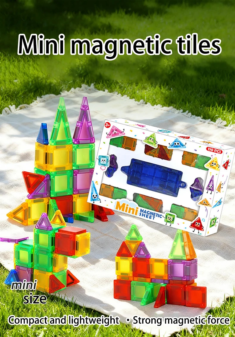 Mini Magnetic Tile Color Window Block Magnetic Block Portable Assembly Pocket Travel Bag Children'S Puzzle Toy
