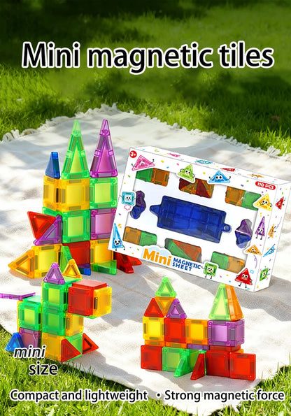 Mini Magnetic Tile Color Window Block Magnetic Block Portable Assembly Pocket Travel Bag Children'S Puzzle Toy