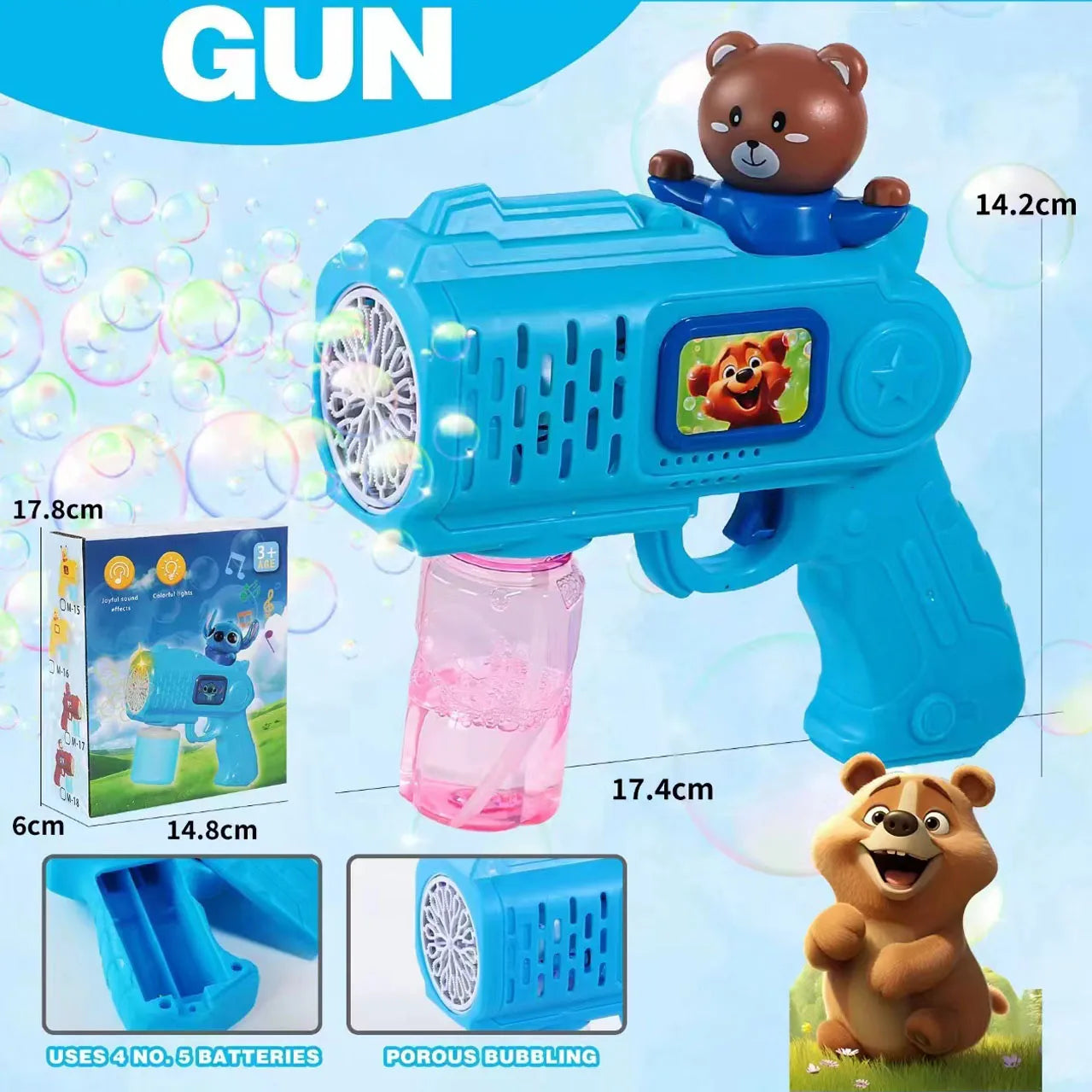 New Stitch Electric Bubble Gun Kids Toy Bubbles Machine Automatic Soap Blower With Light Outdoor Games Boys And Girls Gift