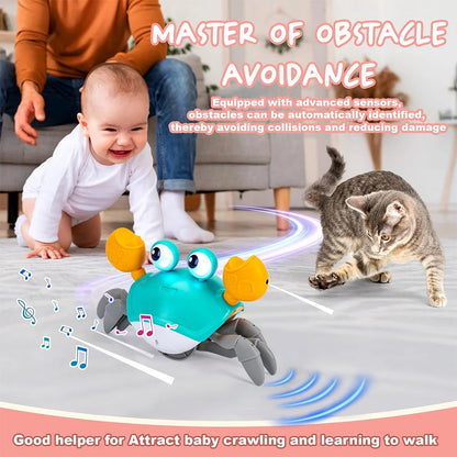 Dancing Crab Run Away Toys Baby Crawling Escape Crabs Toys Kids Electronic Toys USB Charging Interactive Toddler Tummy Time Toys