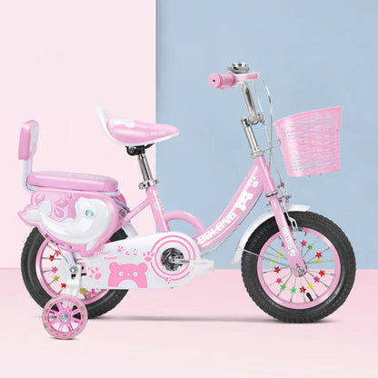 Kids Bike 12-20in Bicycle with Training Wheels Basket Protective Net Fash Wheel Children Bicycle for Girls Ages 3-13 Years