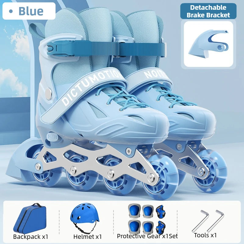Kids Inline Skates for Beginners Adjustable Roller Blades for Boys Girls Age 6-12 Entry Level Professional Outdoor Skating Shoes