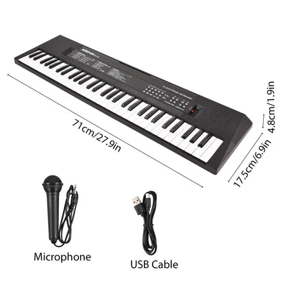 BIGFUN 61 Key Electronic Keyboard Piano Dual Speaker 8 Tone 5 Rhythm 5 Drums Percussion 6 Demo Musical Instrument with Mic