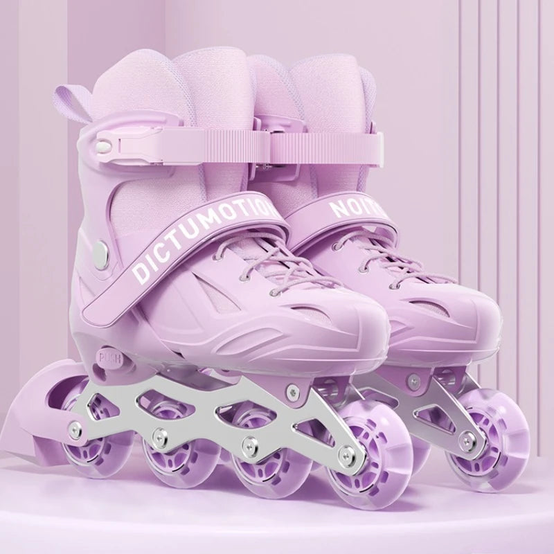 Kids Inline Skates for Beginners Adjustable Roller Blades for Boys Girls Age 6-12 Entry Level Professional Outdoor Skating Shoes