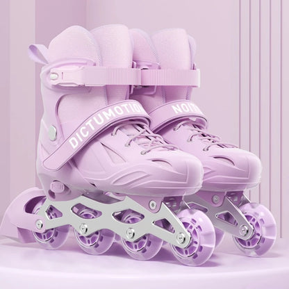 Kids Inline Skates for Beginners Adjustable Roller Blades for Boys Girls Age 6-12 Entry Level Professional Outdoor Skating Shoes