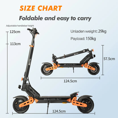 vankel E-Scooter 1600W Dual Motor 48V20Ah Battery Foldable Electric Scooter 10 inch Off-road Tire Double Suspension Escooters