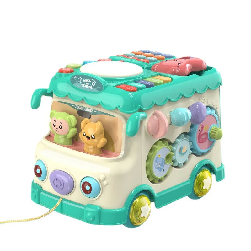 Montessori Educational Toys Baby Musical Bus Toys Educational Musical Learning Toddler for Baby Toddler Activity Bus Toys