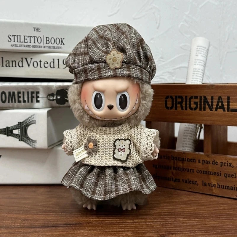 Suitable for 17cm Labubu Clothes Cute Overalls Skirt Suit V1 V2 V3 DIY Clothing Accessories Creative Children's Toy Gifts