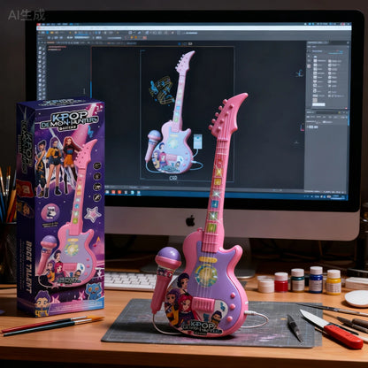 Cartoon Anime Kpop Girl Group Music Microphone Children's Toy with Lights Singing Function