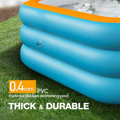 Inflatable Pool for Outdoor Water Parties Adult & Children's Swimming Pool, Rectangular Foldable Pool for Backyard Entertainment