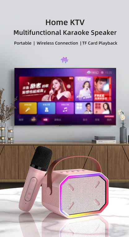 Mini Karaoke Machine for Kids Portable Karaoke Machine Bluetooth Wireless Microphones LDE Light Toys Gifts for Girls Boys