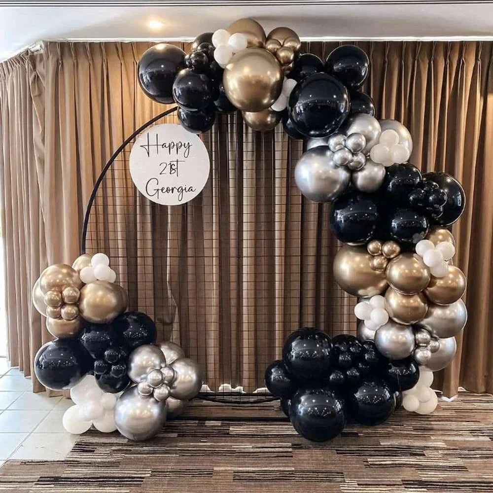 Black Chrome Silver Balloons Arch Garland Kit Wedding Bridal Shower Decor Birthday Party Baby Shower Graduation Party Decoration