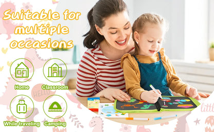 Erasable Doodle Book for KidsToddlers Toys Reusable Drawing Pads with 12 Watercolor Pens Preschool Toy Trip Writing Painting Set
