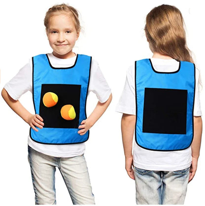 4pcs Children Dodgeball Game Vest Sticky Ball Dart Board Target Sport Game Toy Outdoor Parent-Child Interaction Playground Games