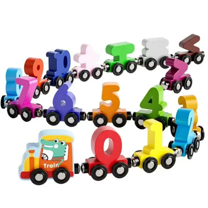 Magnetic Number Train Toys Montessori Wooden Toy Little Number Train Model Cognition Learning Car Children's Educational Toys
