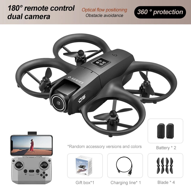 D16 Mini Drone 4k HD Camera ESC Aerial Aircraft Air Pressure Fixed Height Pocket UFO Remote Control Airplane Gift Toys for Kids