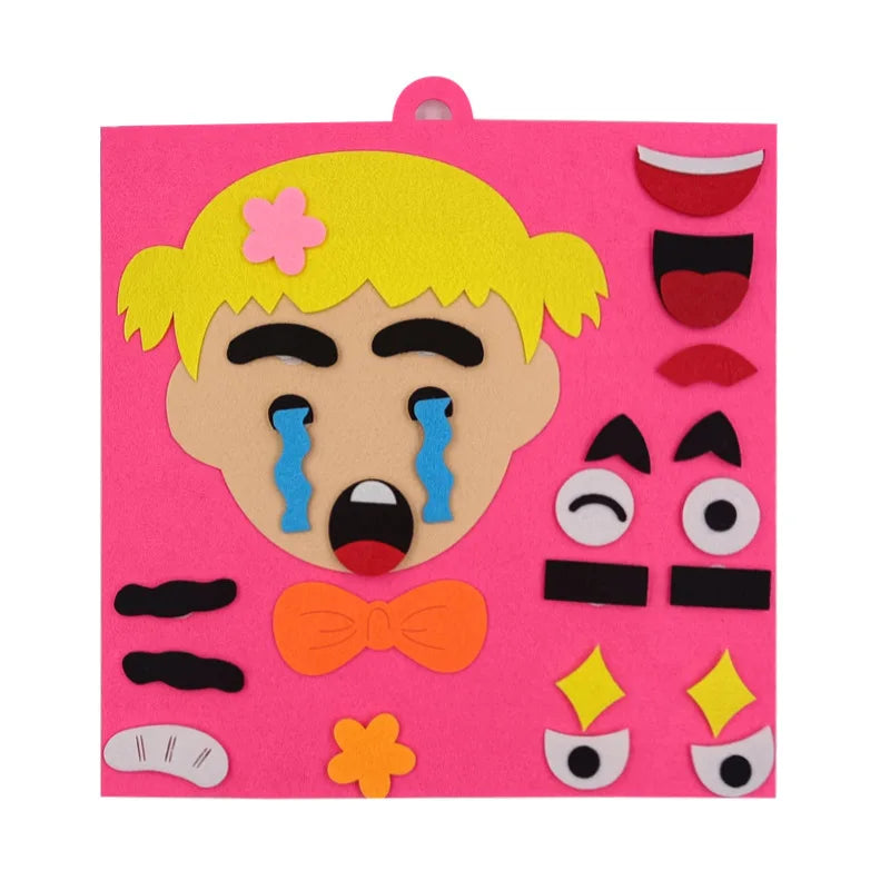 Puzzle Felt Non-woven Fabric Early Childhood Education for Children Manual DIY Cognitive Facial Expression Stickers TMZ