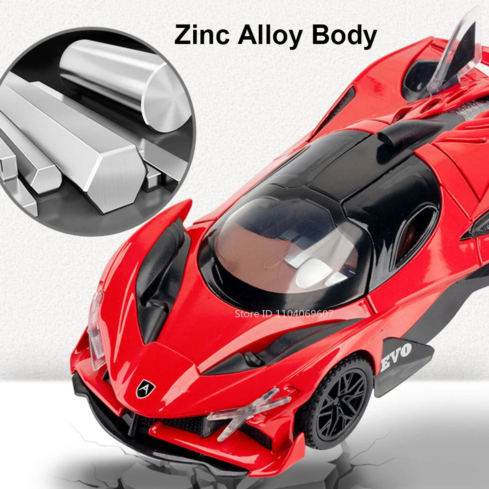 1:32 Scale Apollo EVO Car Toy Models Alloy Diecast Sports Cars Pull Back Sound Light 2 Doors Opened Racing Vehicles Gift for Kid
