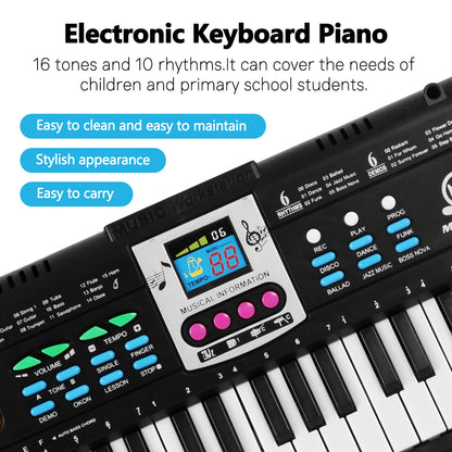 61 Keys Digital Music Electronic Keyboard Kids Multifunctional Electric Piano for Piano Student with Microphone Function 2024
