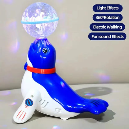 Elephant Floating Ball Toy,Drumming Elephant Blowing Ball with Light Music, Early Learning Educational Toy with Light & Sound